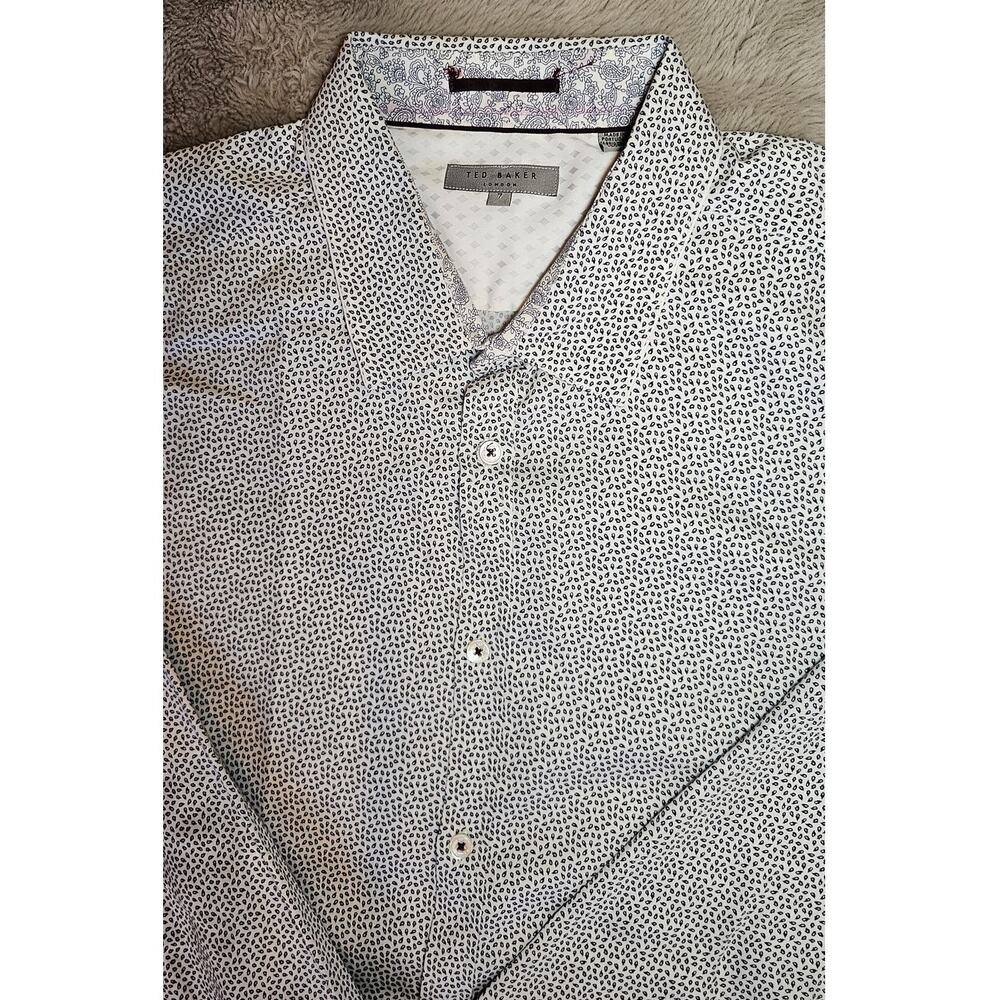 Ted Baker London Button Down Shirt, 100% Cotton, TB Sz 7 Blue/ White - Picture 2 of 9